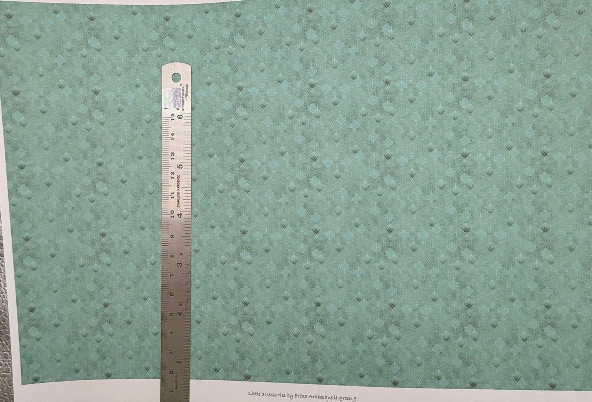 Wallpaper/fabric. Arabesque light green 9.   1/48 scale