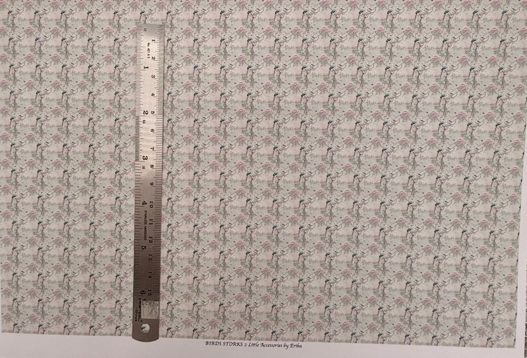 Wallpaper/fabric. Birds. storks 2.  1/48 scale