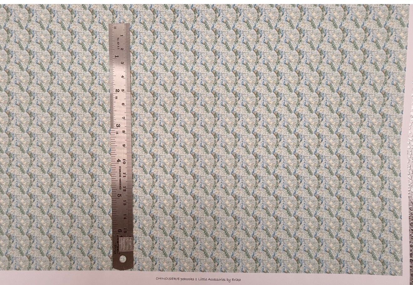 Wallpaper/fabric. Chinoiserie peacocks 1     1/48 scale
