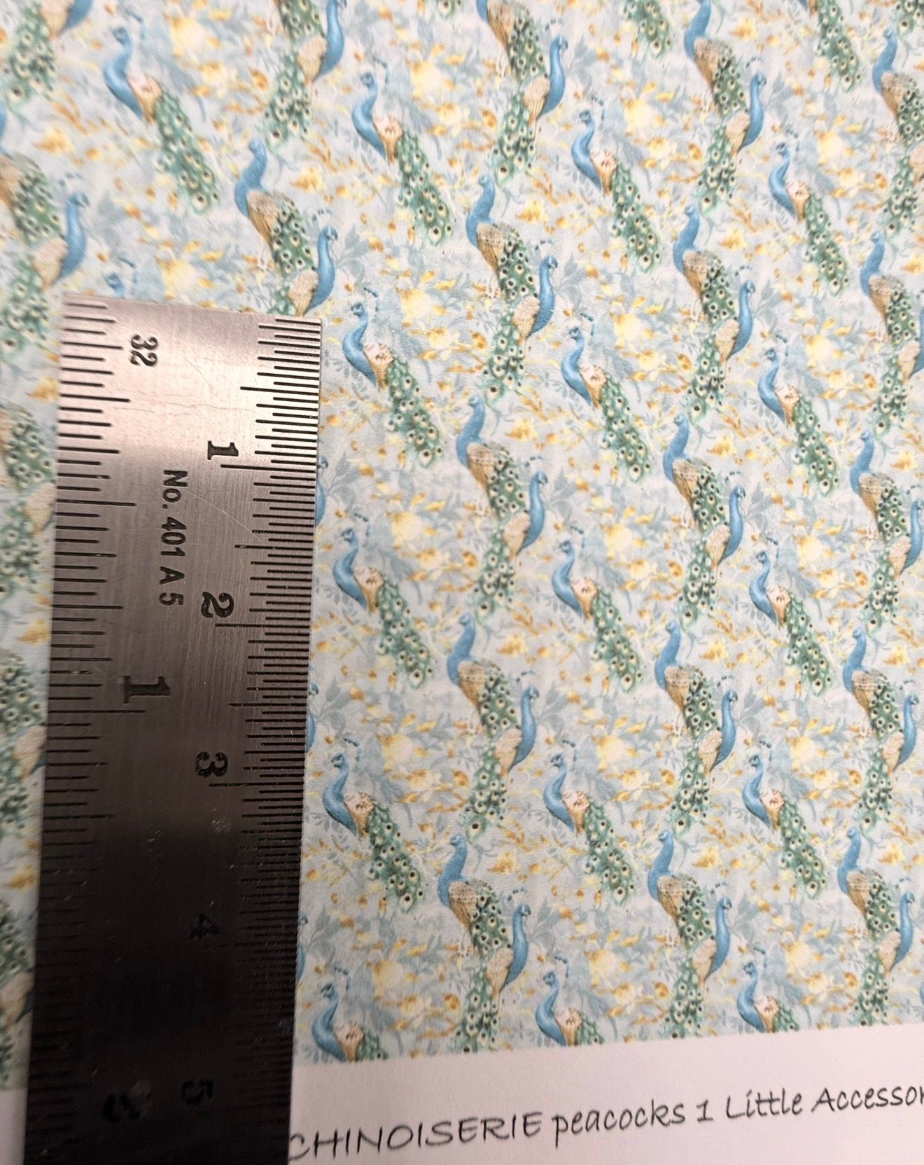 Wallpaper/fabric. Chinoiserie peacocks 1     1/48 scale