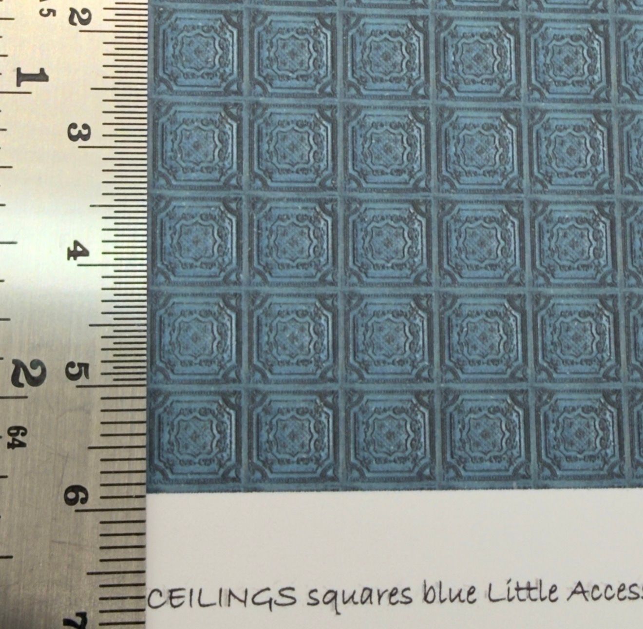Wallpaper/fabric. Ceilings squares, blue 1/48 scale