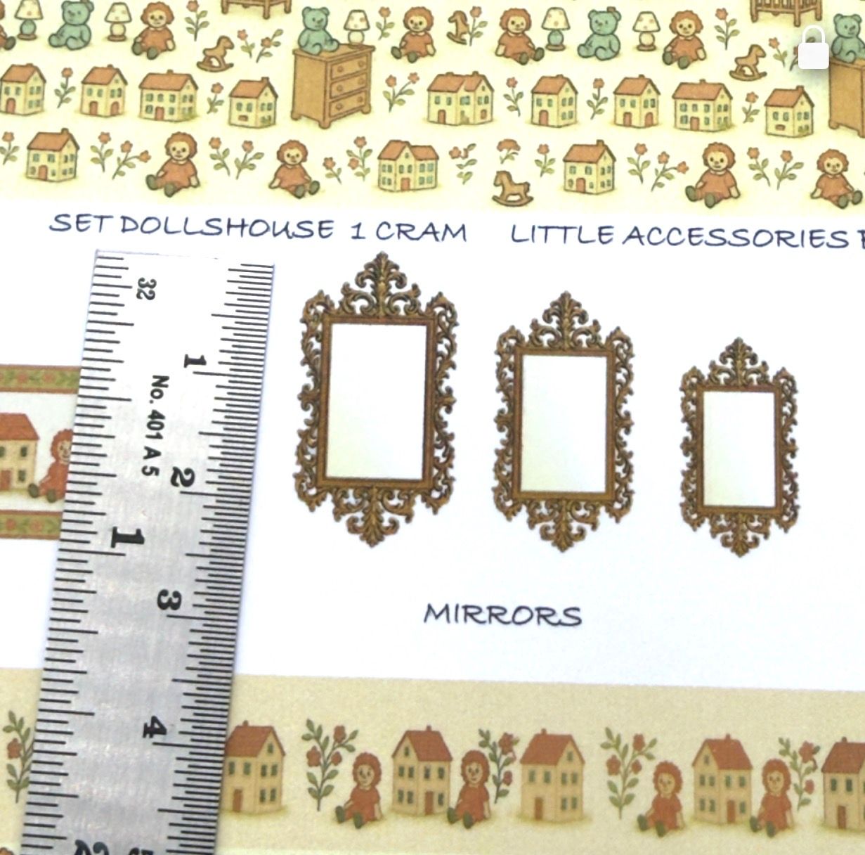 Wallpaper/fabric. Set Dollshouse 1 cream 1/48 scale
