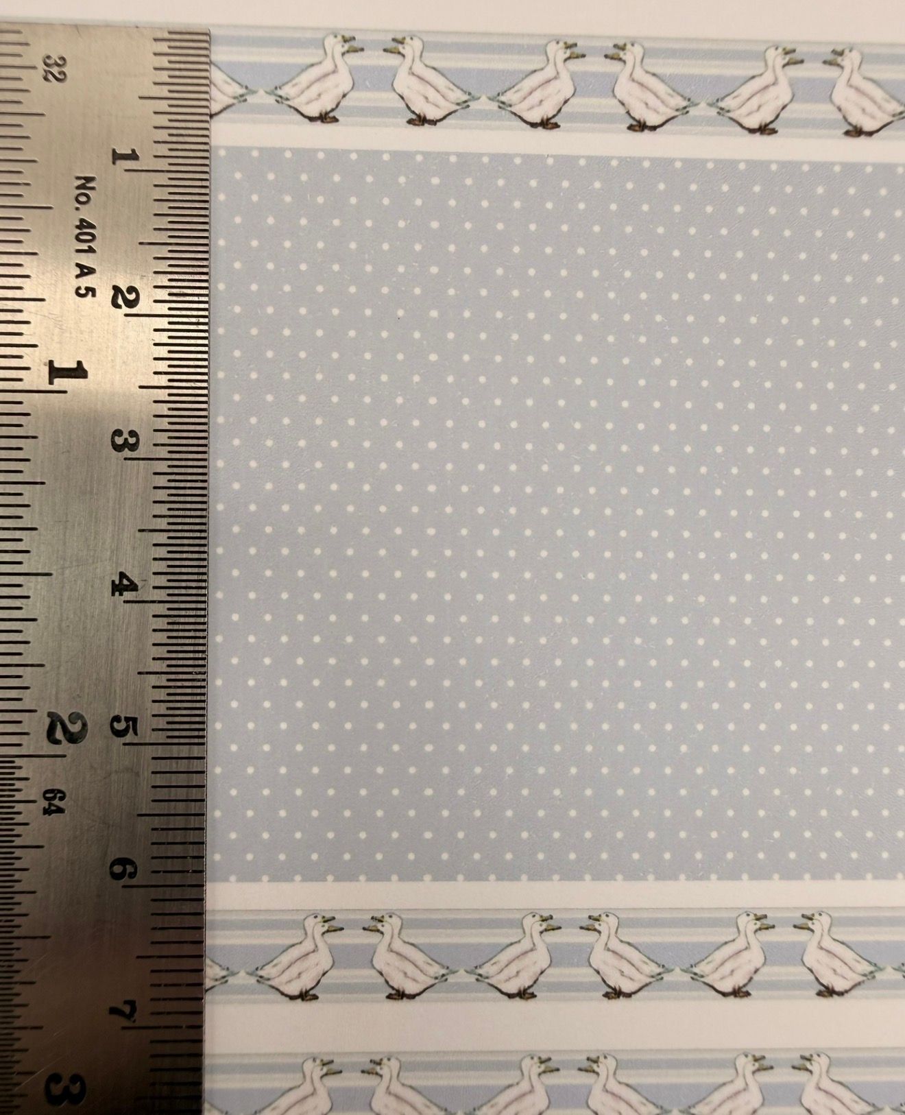 Wallpaper/fabric. BP 1 blue dots & geese. 1/48 scale