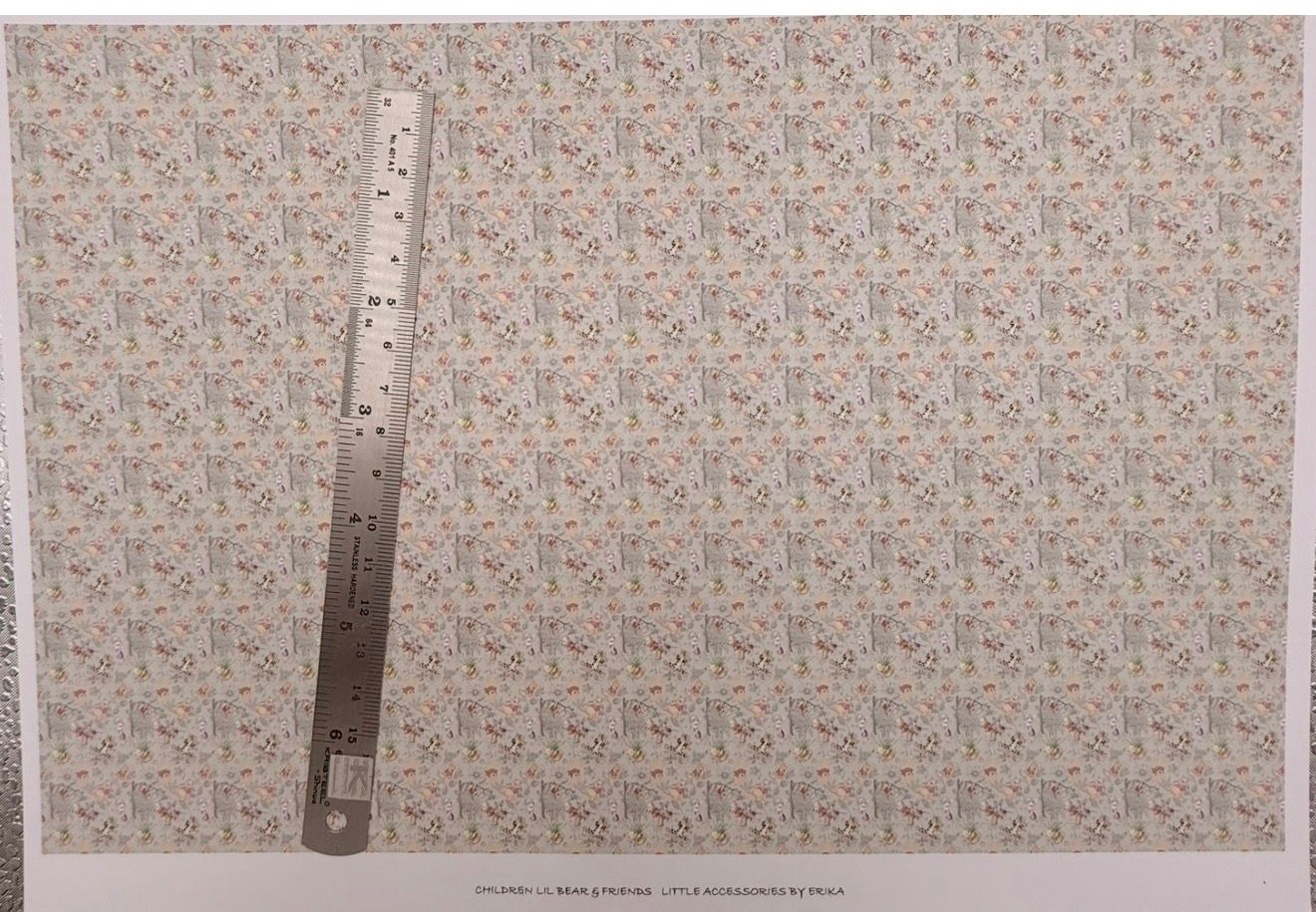 Wallpaper/ fabric. Children lil bear & friends. 1/48 scale