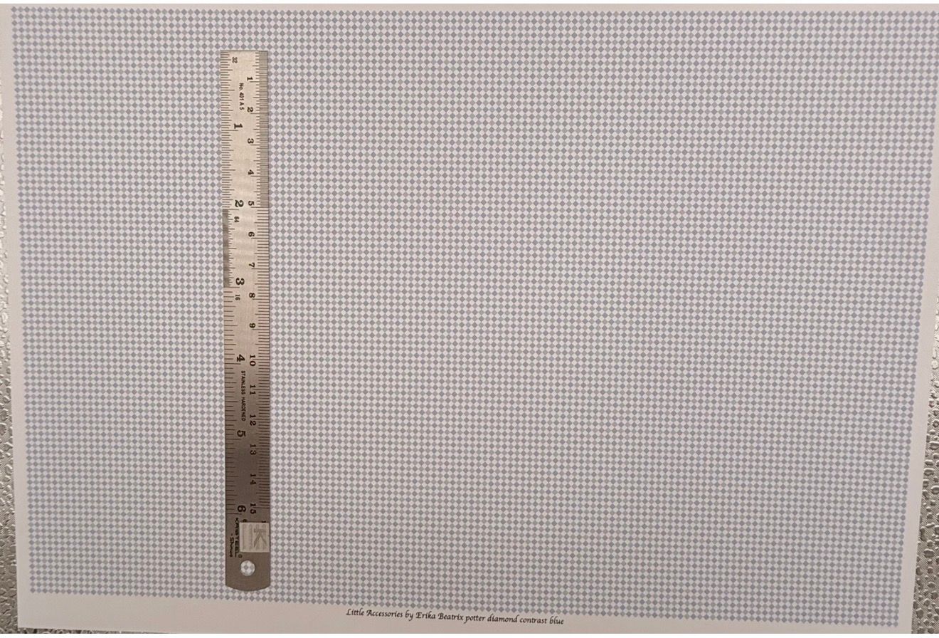 Wallpaper/fabric. Children BP diamond contrast blue 1/48 scale