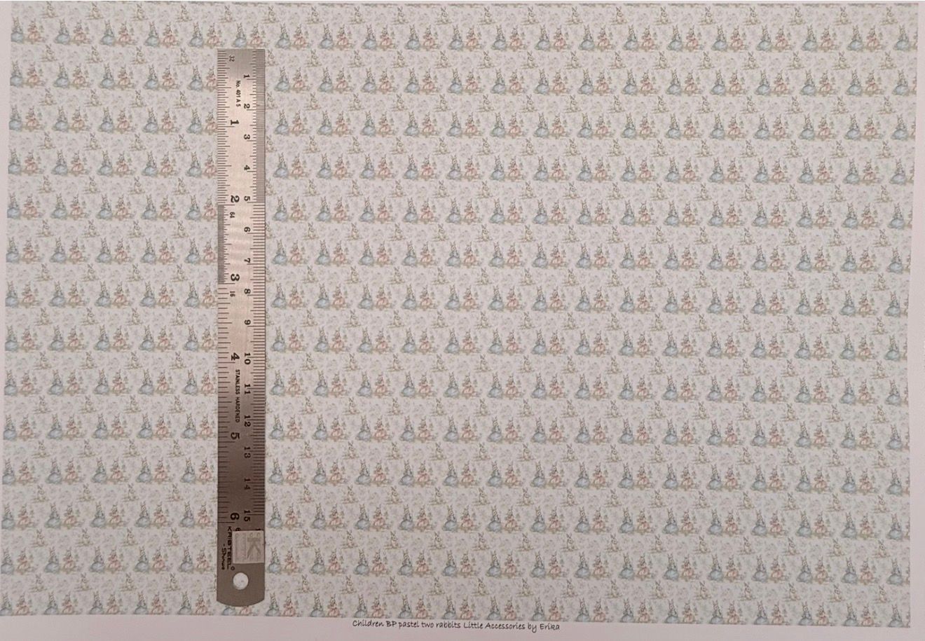 Wallpaper/fabric Children BP pastel 2 rabbits 1/48 scale