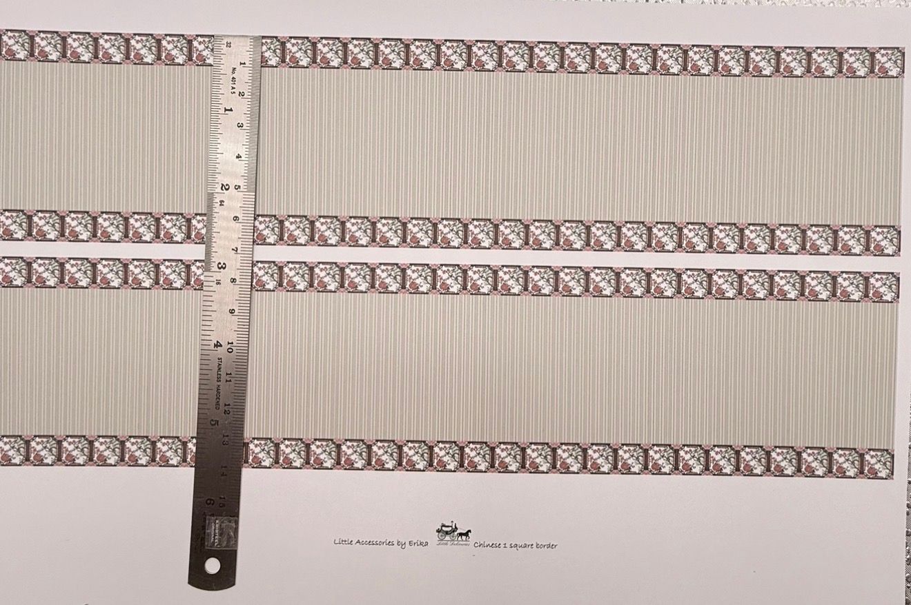 Wallpaper/fabric. Chinese 1 square border. 1/48 scale