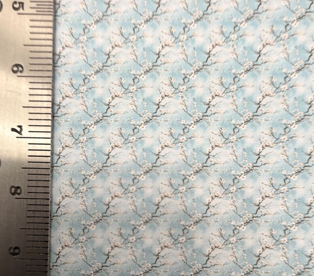 Wallpaper/fabric. Chinese 2 blossom blue. 1/48 scale
