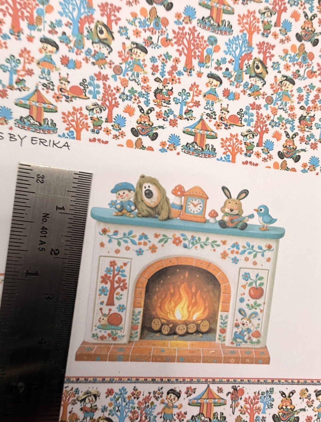 Wallpaper/fabric. Children Set  magic fairground. - 1/48 scale