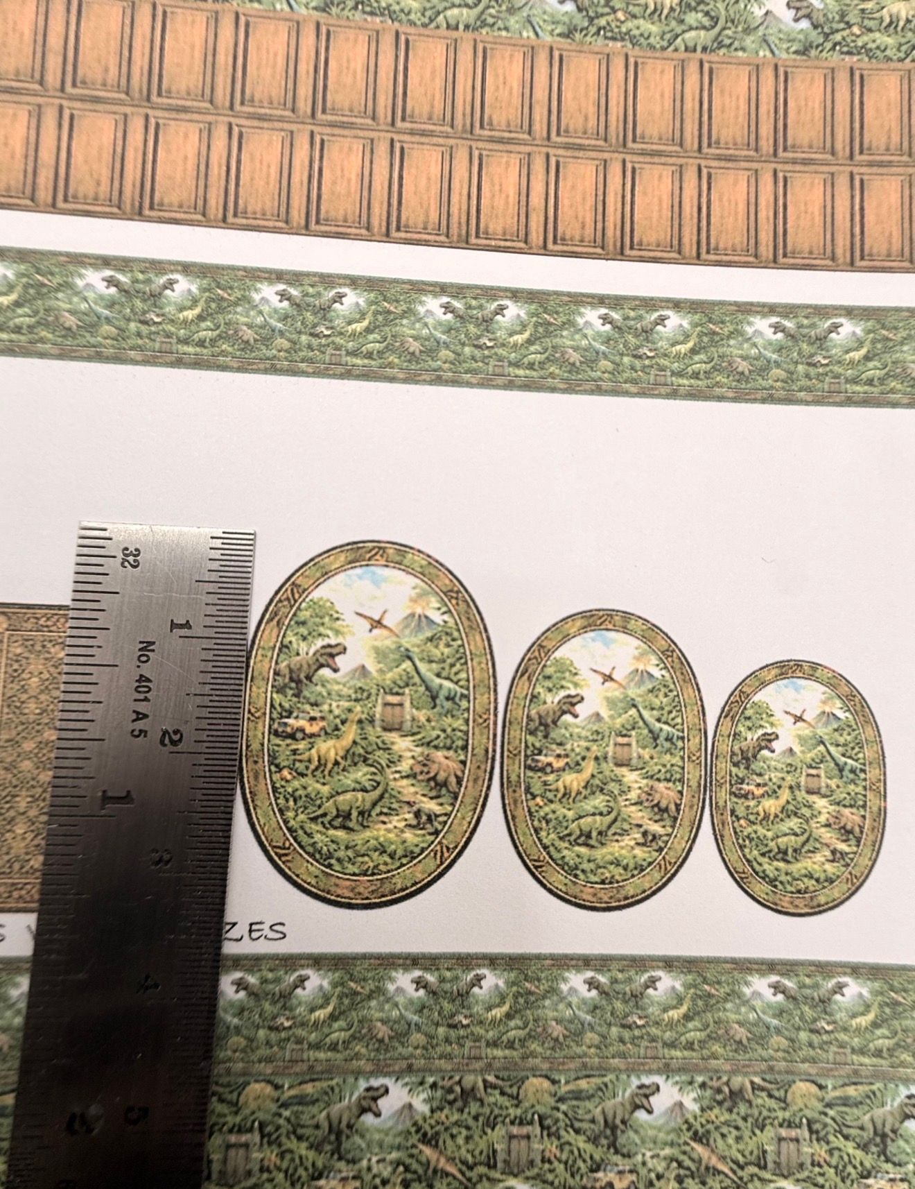 Wallpaper/fabric. Children Set  dinosaurs bedroom 1 - 1/48 scale