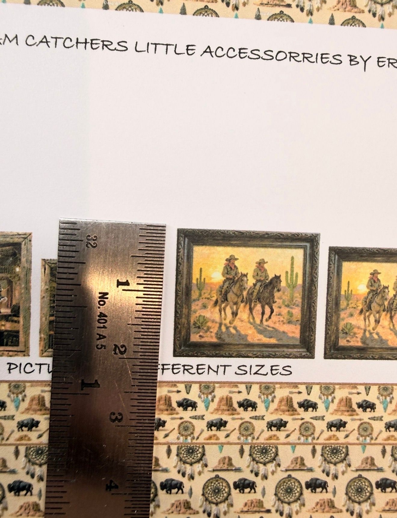 wallpaper/fabric. SET Wild west Buffalo & dream catchers 1/48 scale