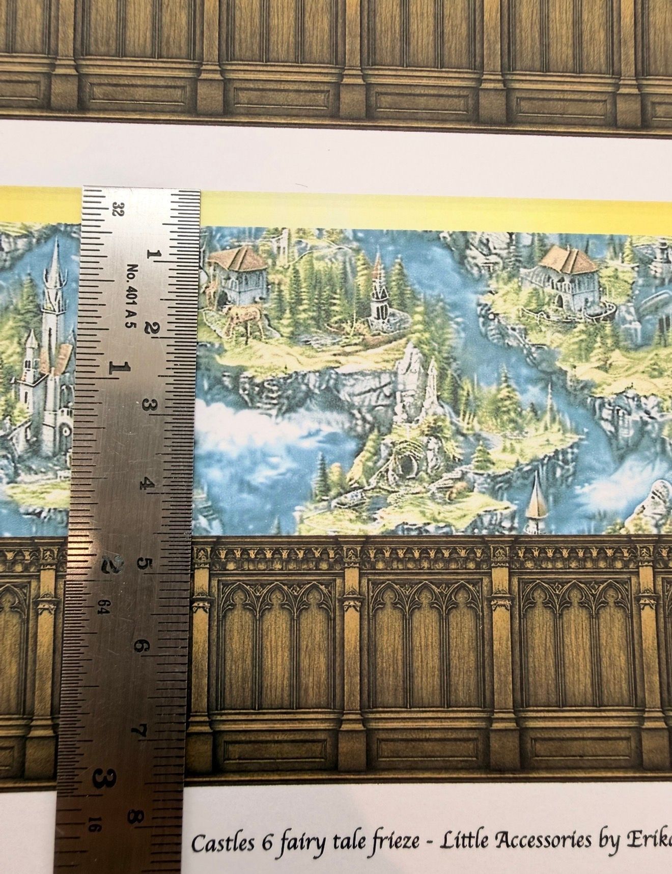 Wallpaper/fabric. Castles 6 fairy tale frieze.  1/48 scale
