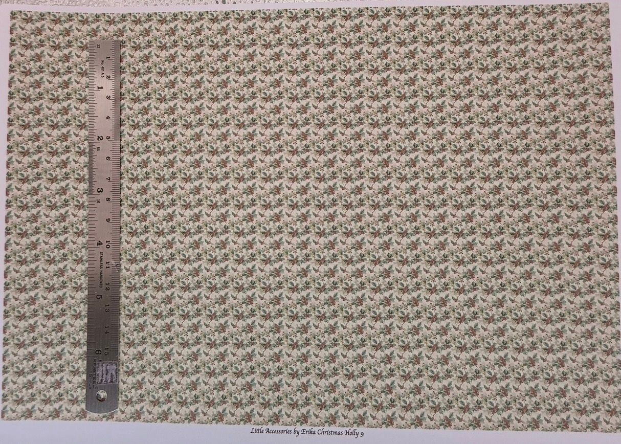 Wallpaper/fabric. Christmas Holly 9. - 1/48 scale