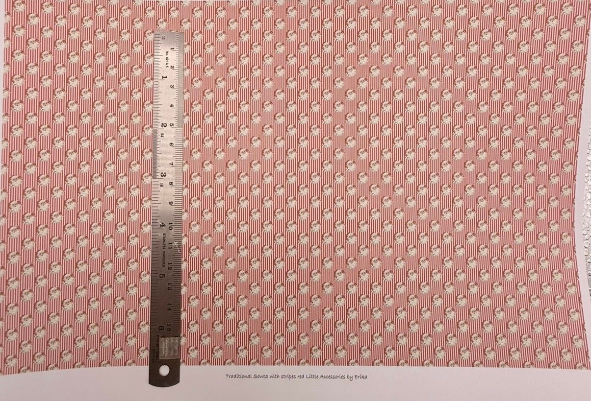 Wallpaper/fabric. Traditional Santa with stripes red. - 1/48 scale