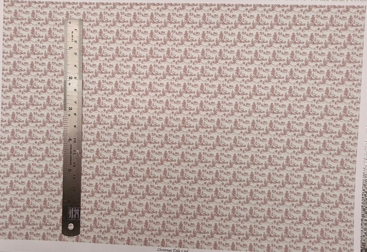 Wallpaper/fabric. Christmas Toile de jeur 2 red