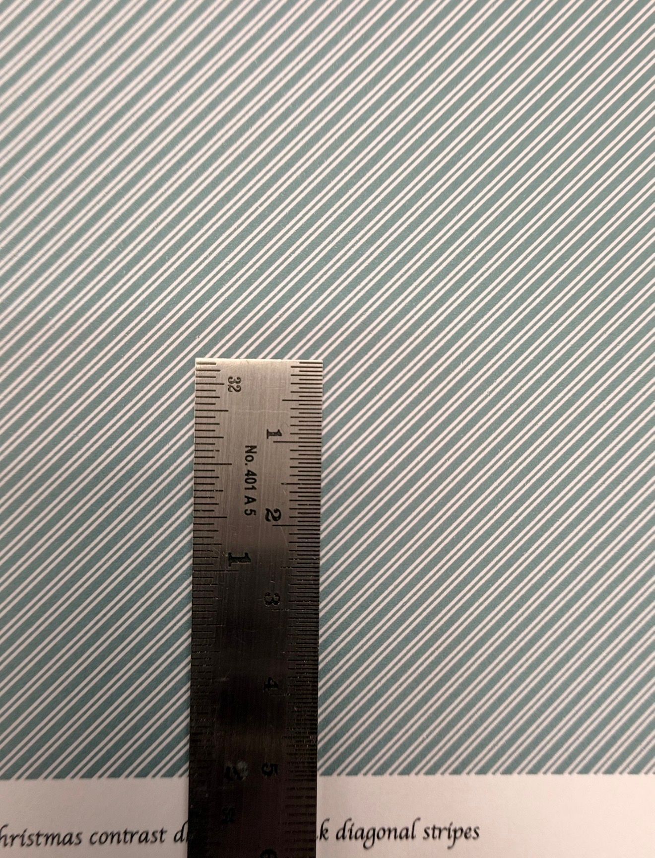 Wallpaper/fabric. Christmas contrast dk green diagonal stripes. 1/48 scale