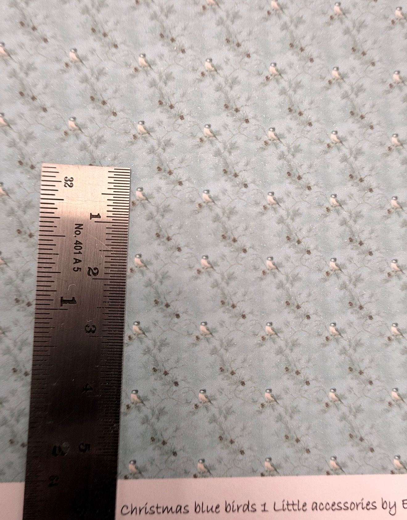 wallpaper/fabric. Christmas blue birds 1 - 1/48 scale