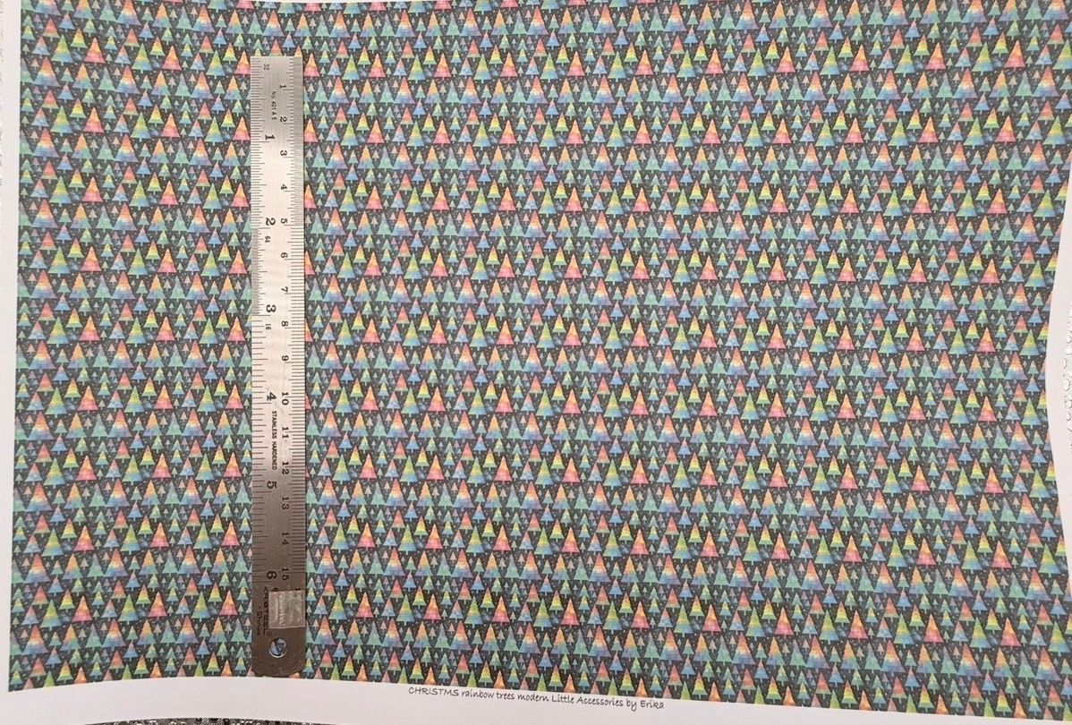 Wallpaper/fabric. Christmas rainbow trees modern. 1/48 scale