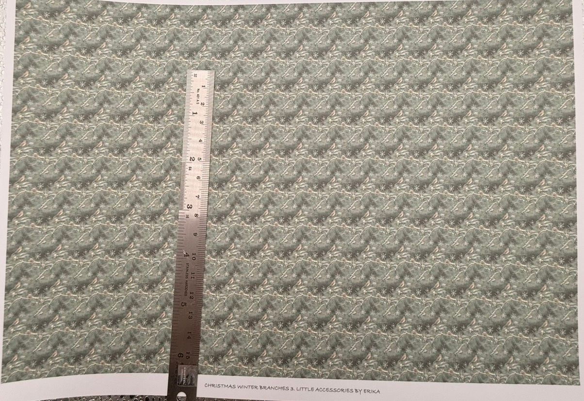 Wallpaper/fabric. Christmas winter branches. 1/48 scale