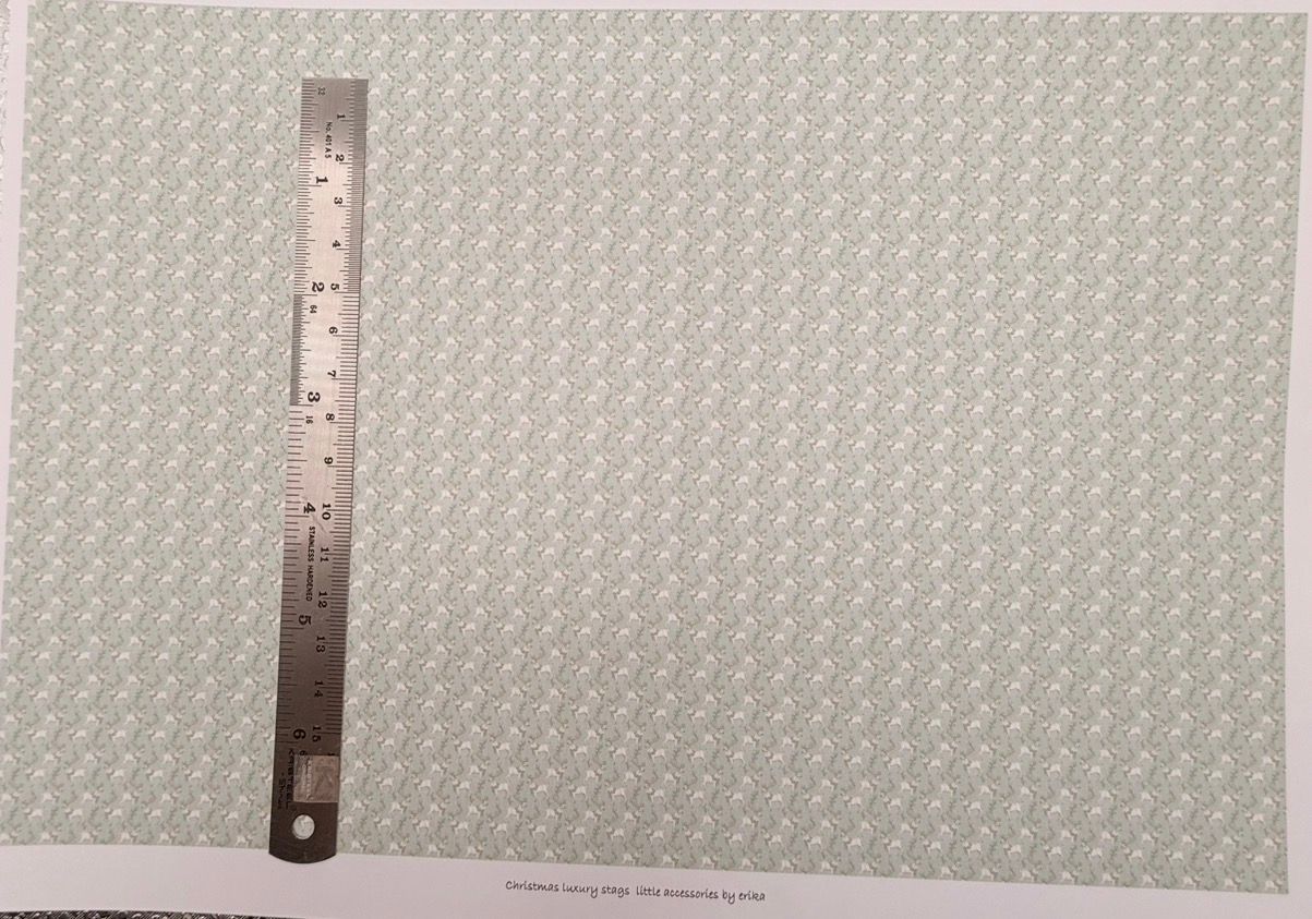 Wallpaper/fabric. Christmas luxury stags. 1/48 scale