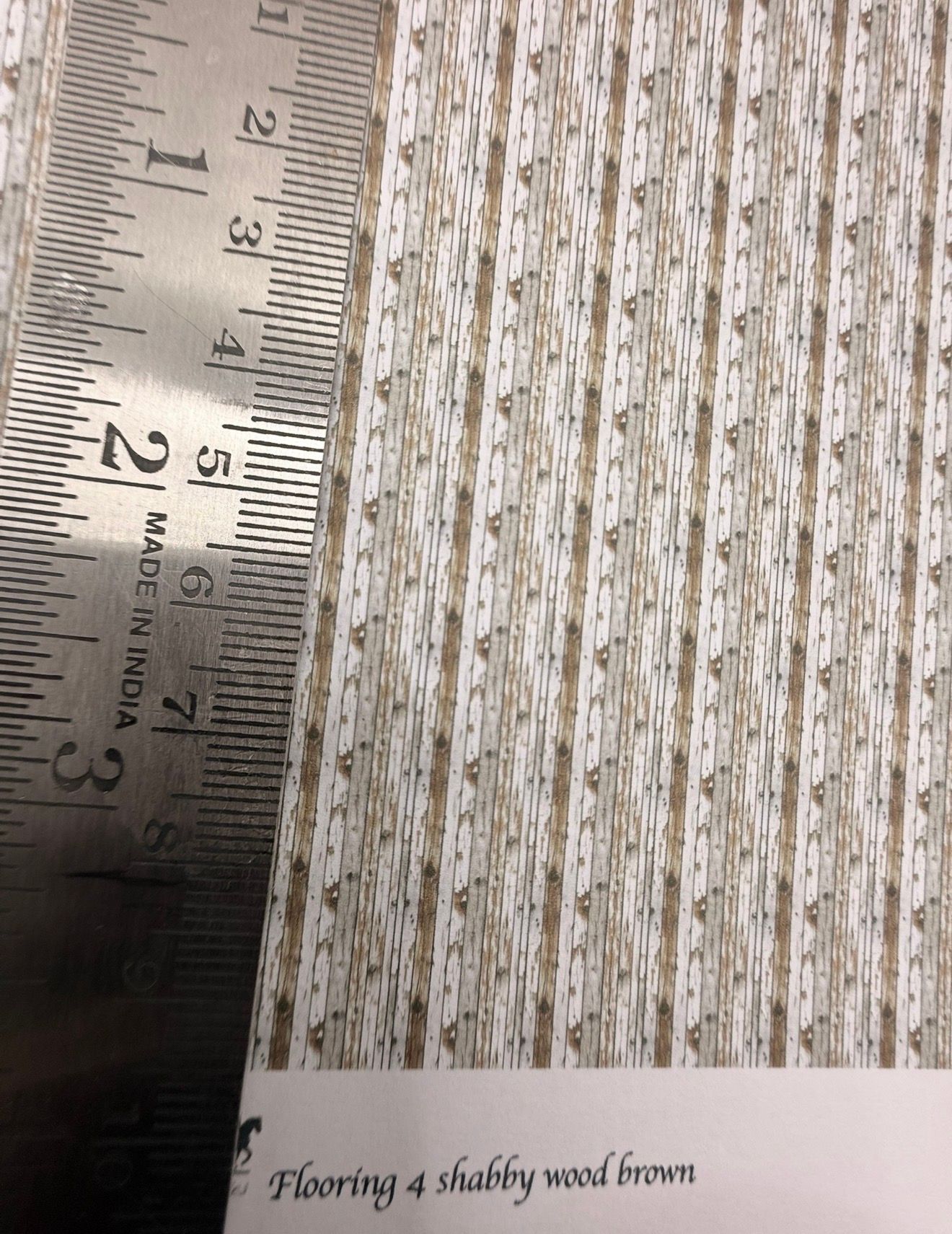 Wallpaper FLOORING 4 shabby wood brown. 1/48 scale