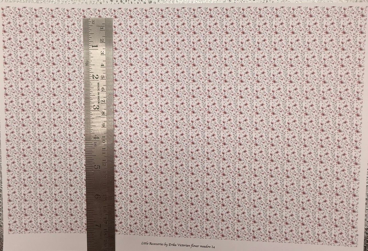 Wallpaper/fabric. Victorian flower meadow 14 - 1/48 scale