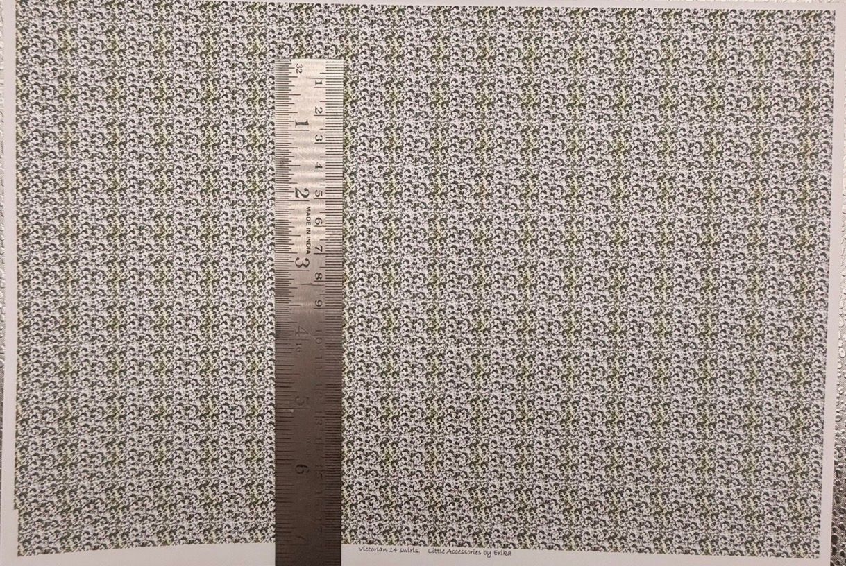 Wallpaper/fabric. Victorian  14 swirls 1/48 scale