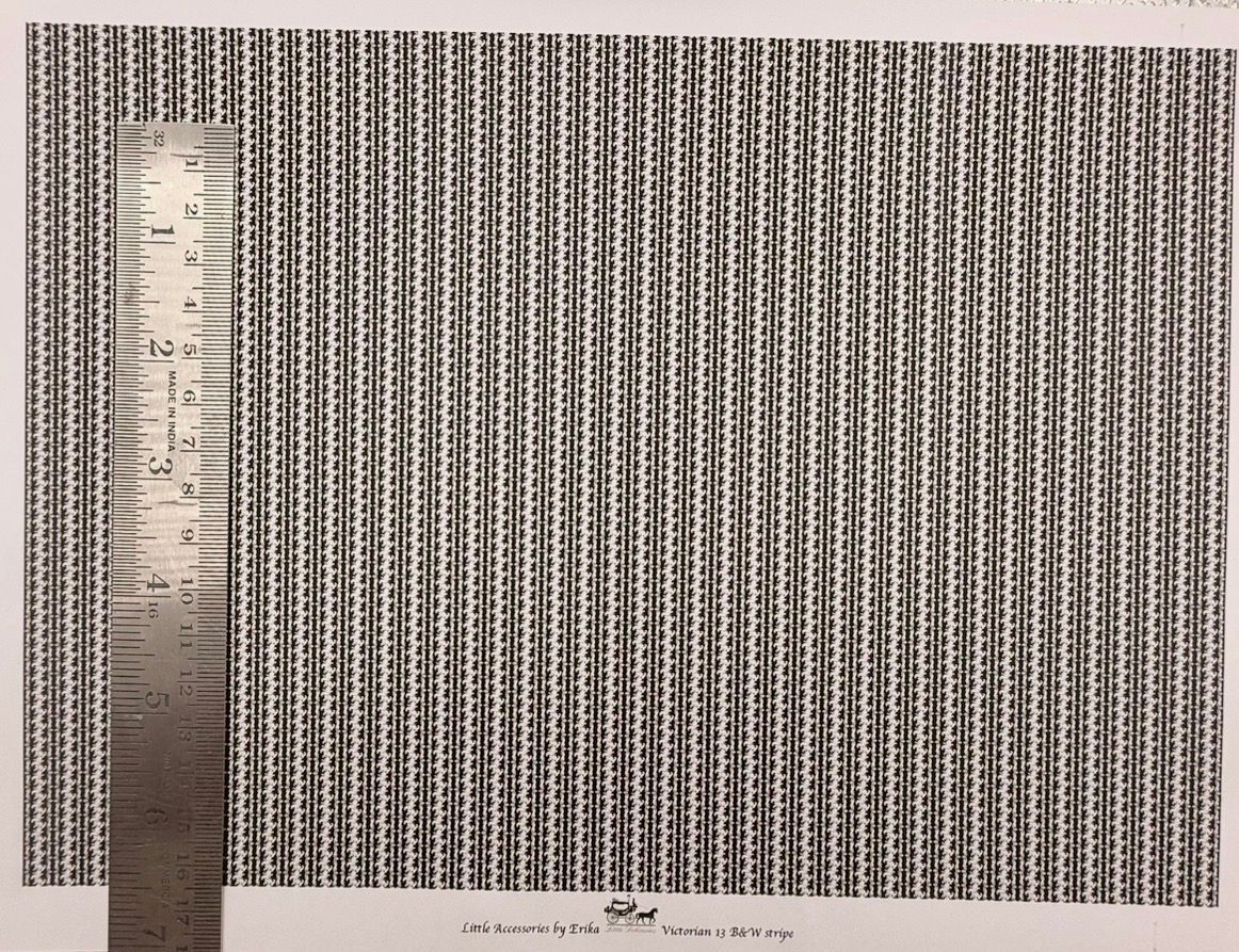 Wallpaper/fabric. Victorian 23 B&W. 1/48 scale