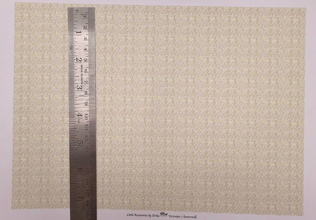 Wallpaper/fabric. Victorian 7 buttermilk. 1/48 scale