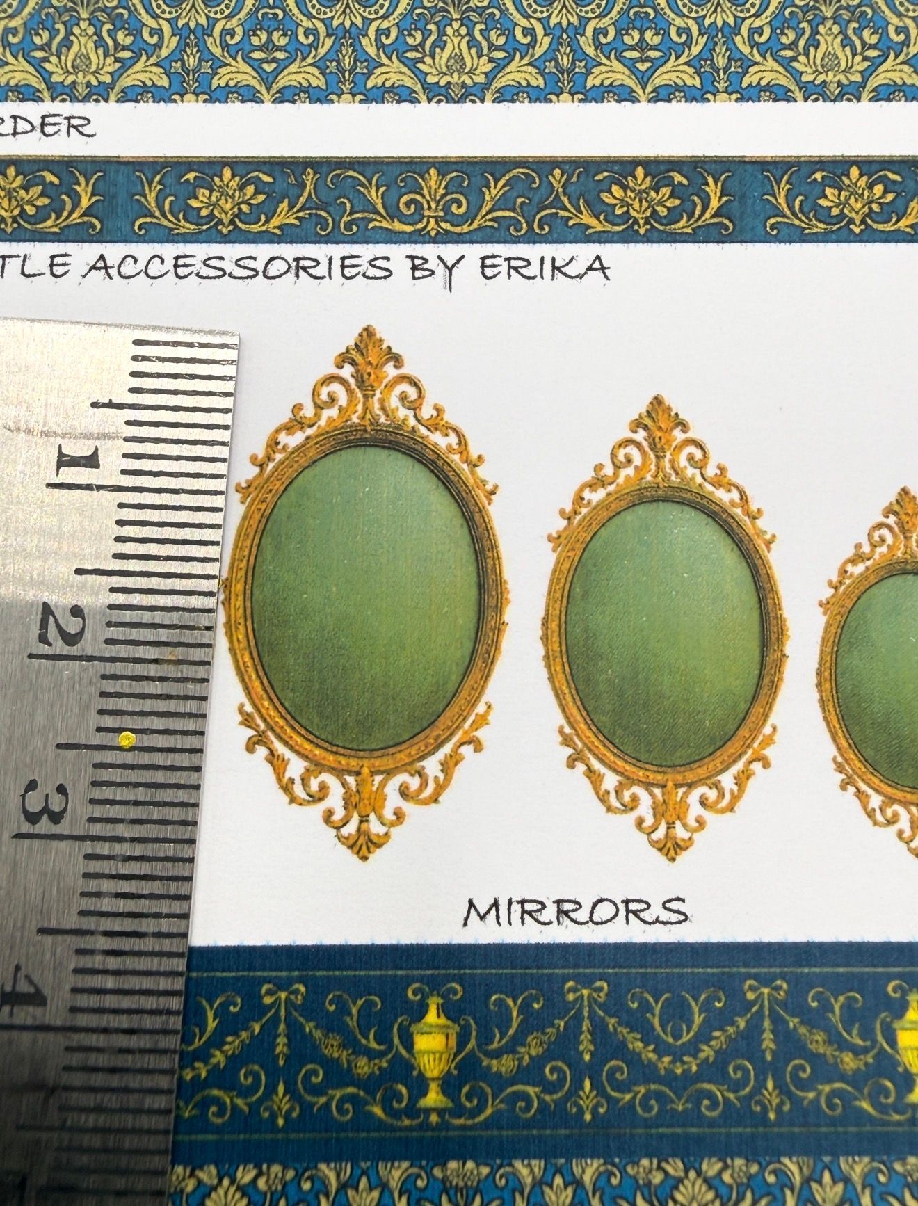 Wallpaper/fabric Georgian Navy & gold 3 - 1/48 scale