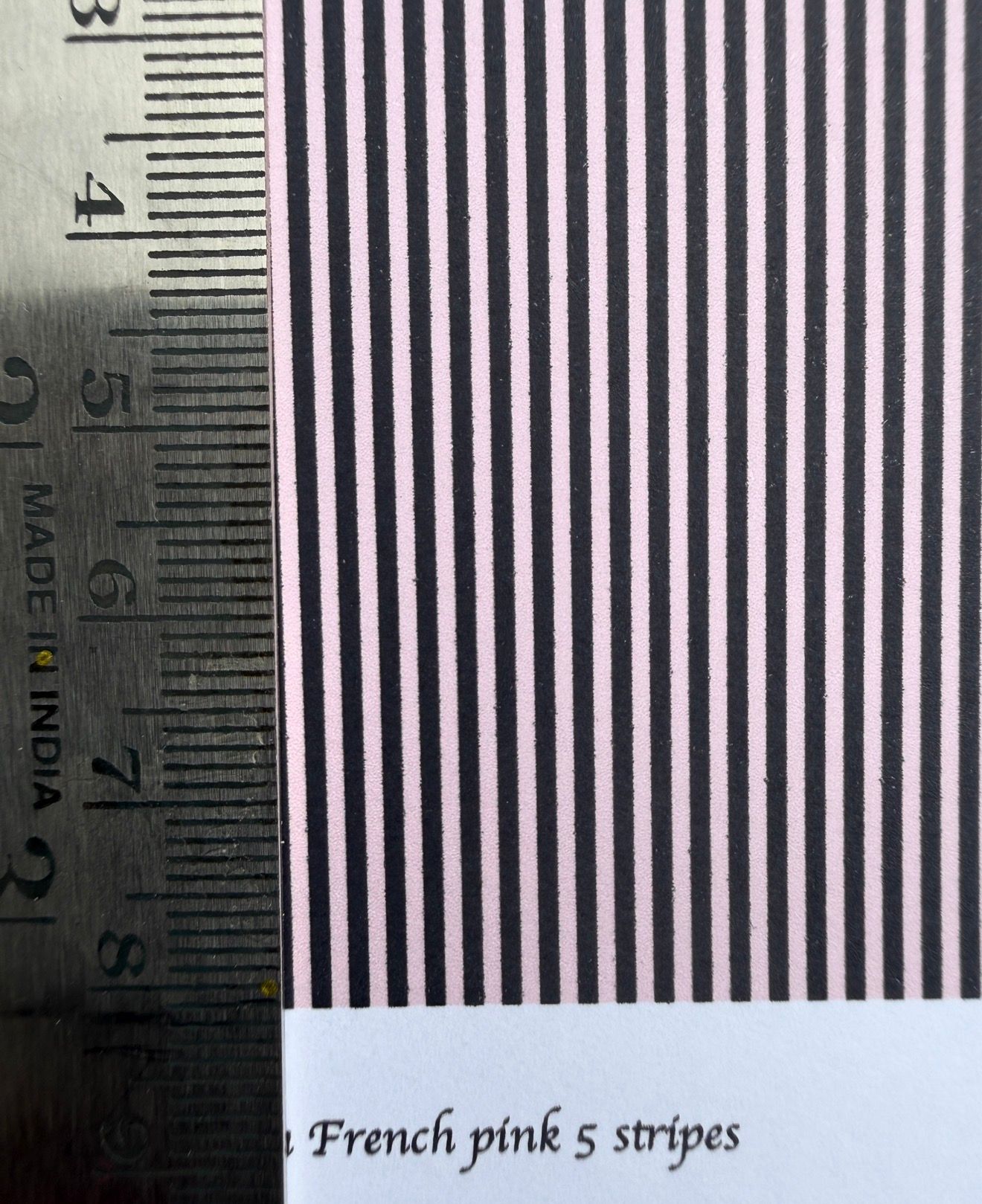 Wallpaper/fabric. French pink 5 stripes. 1/48 scale
