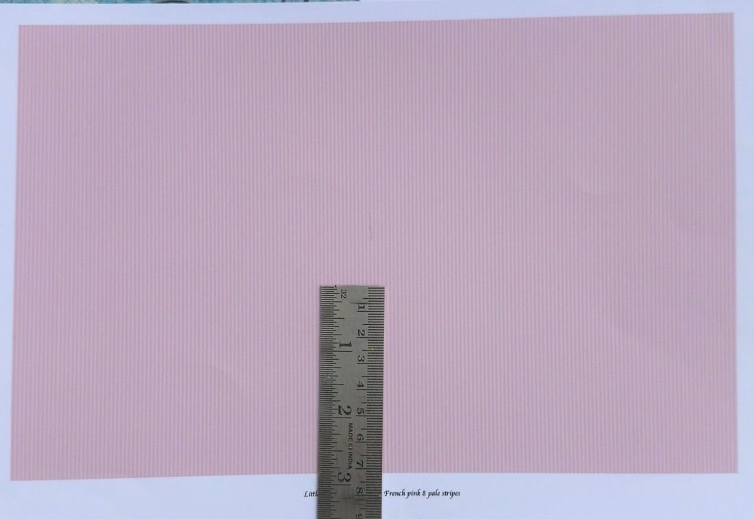 Wallpaper/fabric.carpet. french pink 8 pale stripes. 1/48 scale