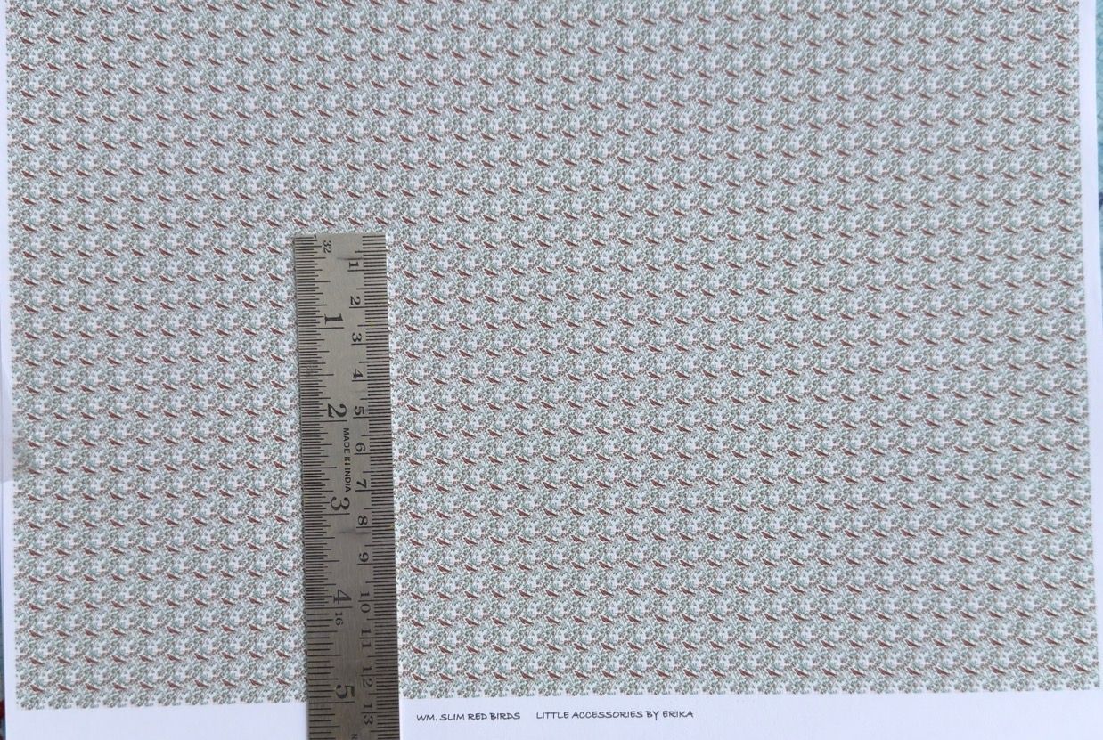 Wallpaper/fabric/carpet. WM Slim red birds. 1/48 scale .