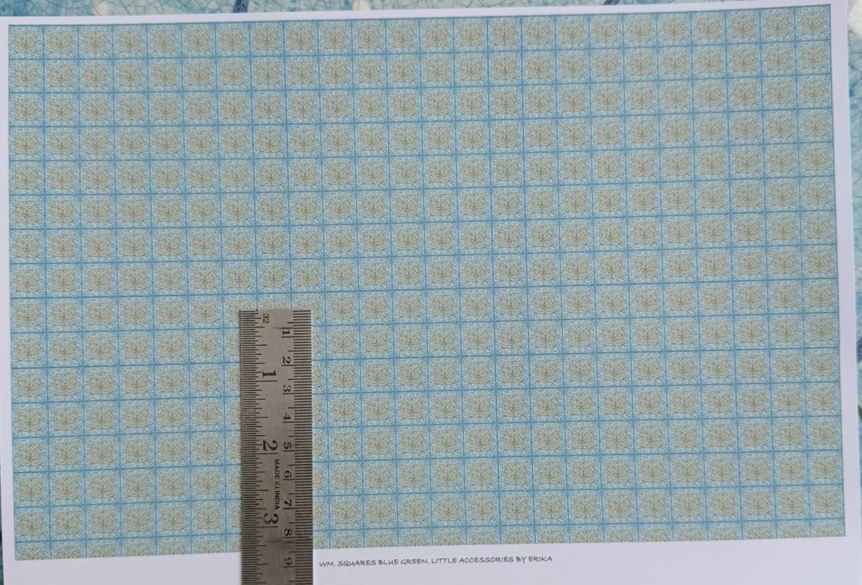 wallpaper/fabric./carpet WM Squares blue green - 1/48 scale