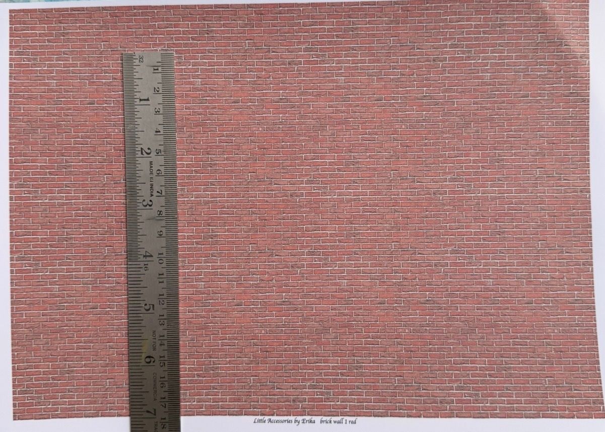 wallpaper/fabric/carpet. Brick wall 1 RED. 1/48 scale