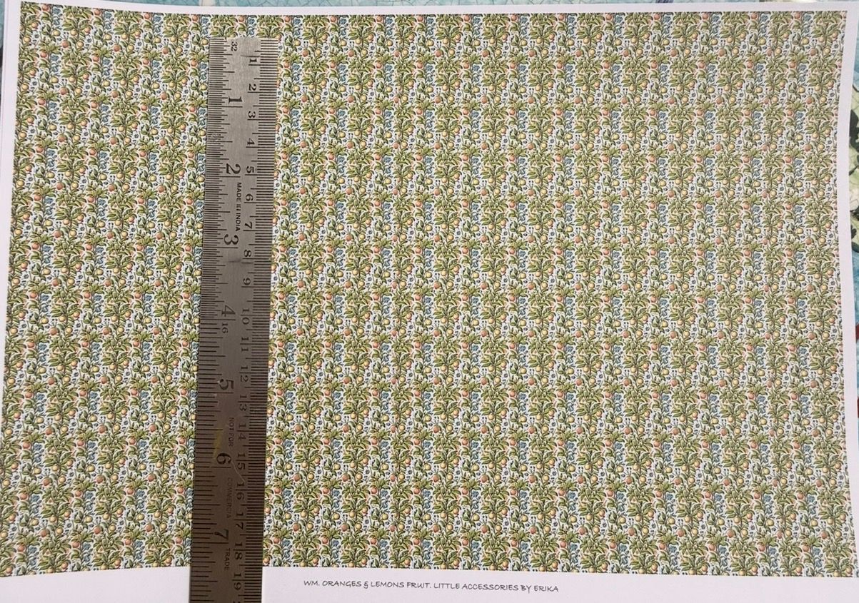 Wallpaper/fabric WM oranges & lemons fruit. 1/48 scale