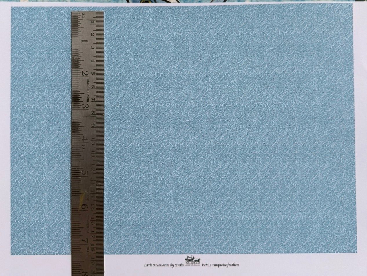Wallpaper/fabric/carpet. WM 7 turquoise feathers. 1/48 scale