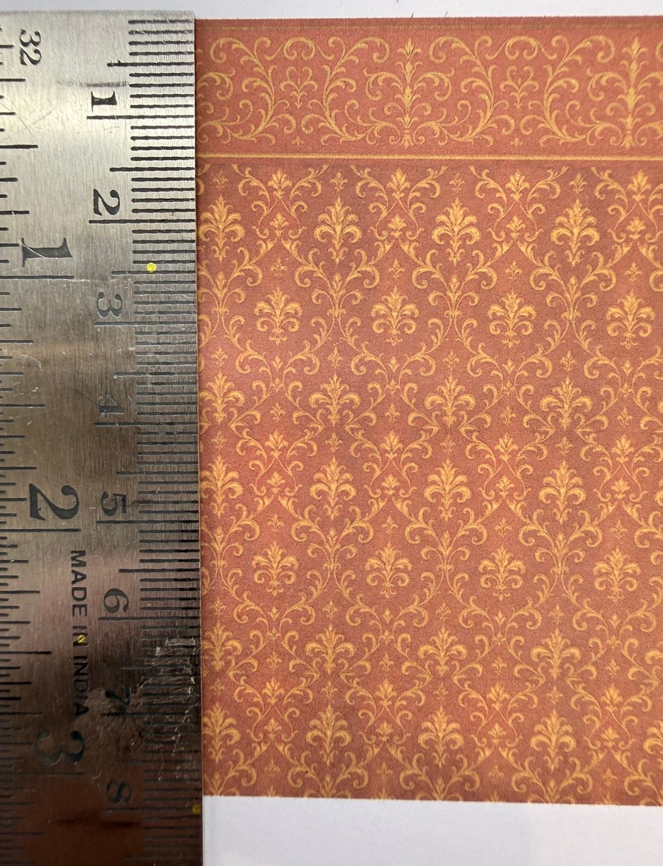 Wallpaper/fabric. SET venetian red & gold. 1/48 scale
