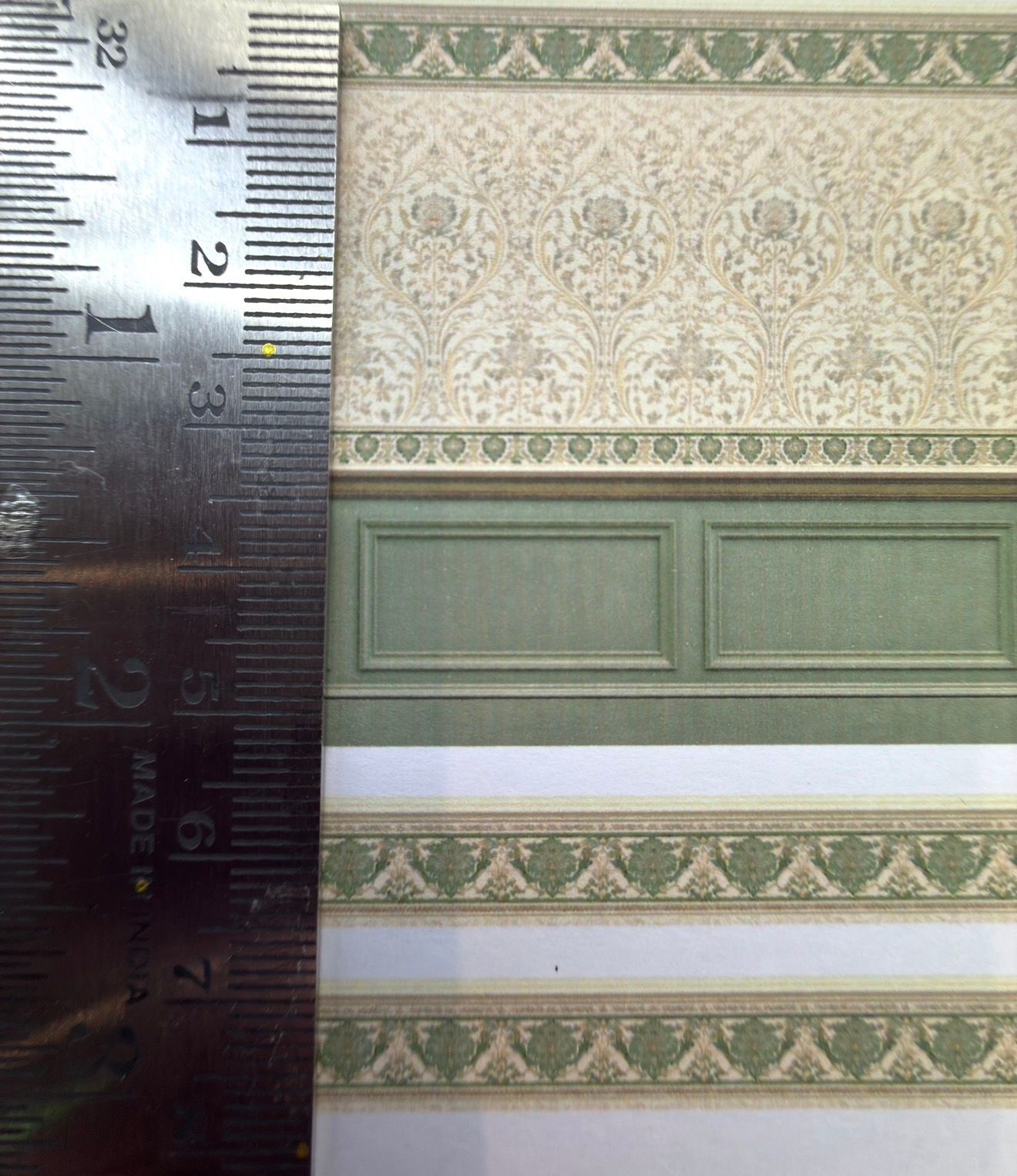Wallpaper/fabric/carpet. SET Victorian olive. 1/48 scale
