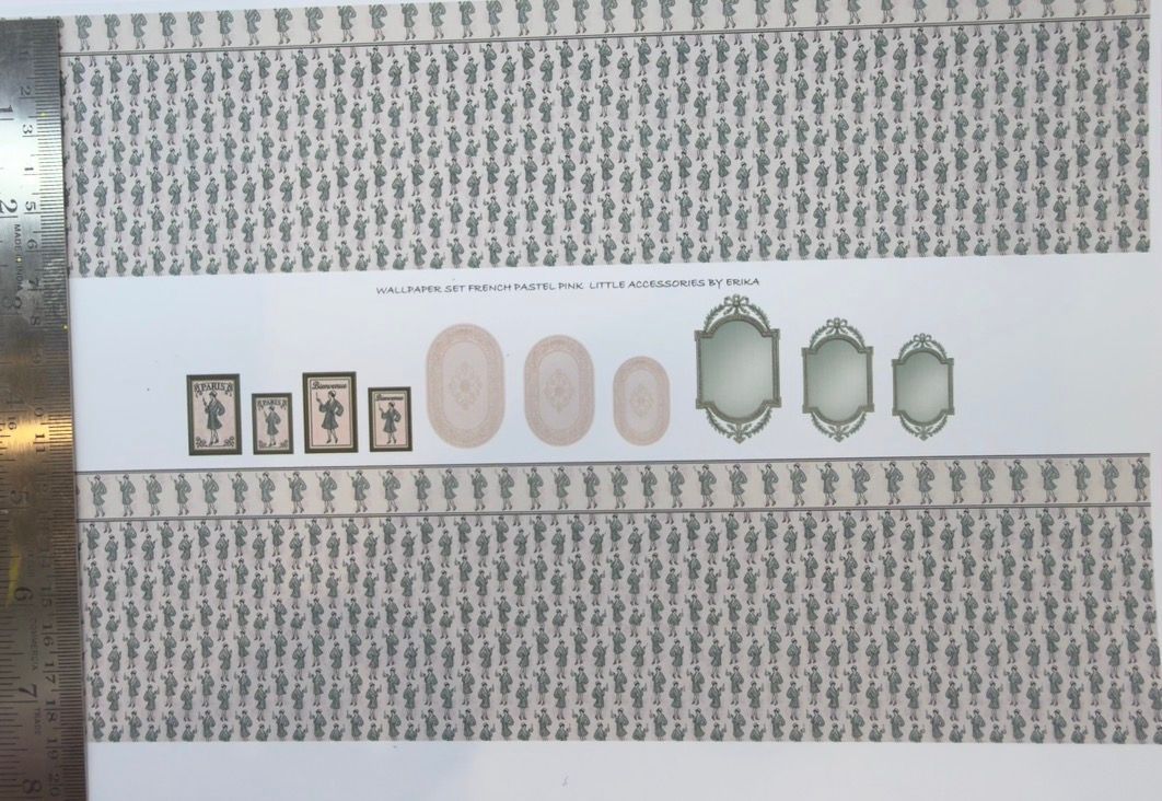 Wallpaper/fabric/carpet. SET French pastel pink.1/48 scale