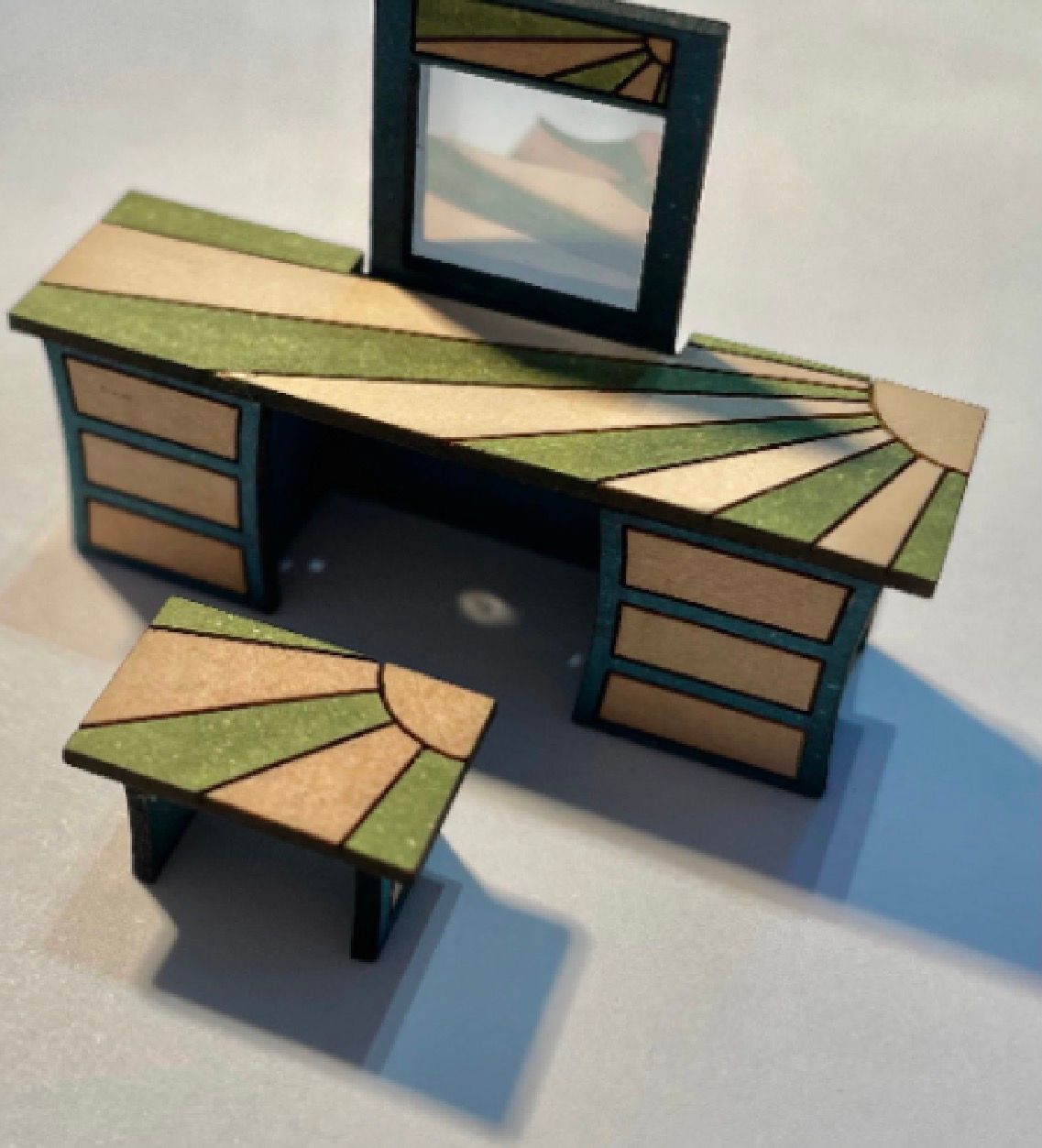 Art Deco Dressing table & stool 1/48 scale
