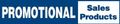 A blue sign that says promotional sales products