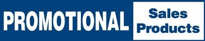 A blue sign that says promotional sales products