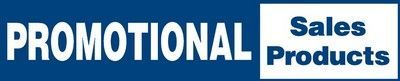 A blue sign that says promotional sales products