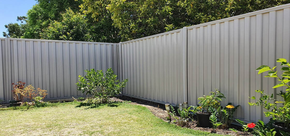 The inside view of the colorbond fence for a residential backyard garden in Ballarat, VIC.