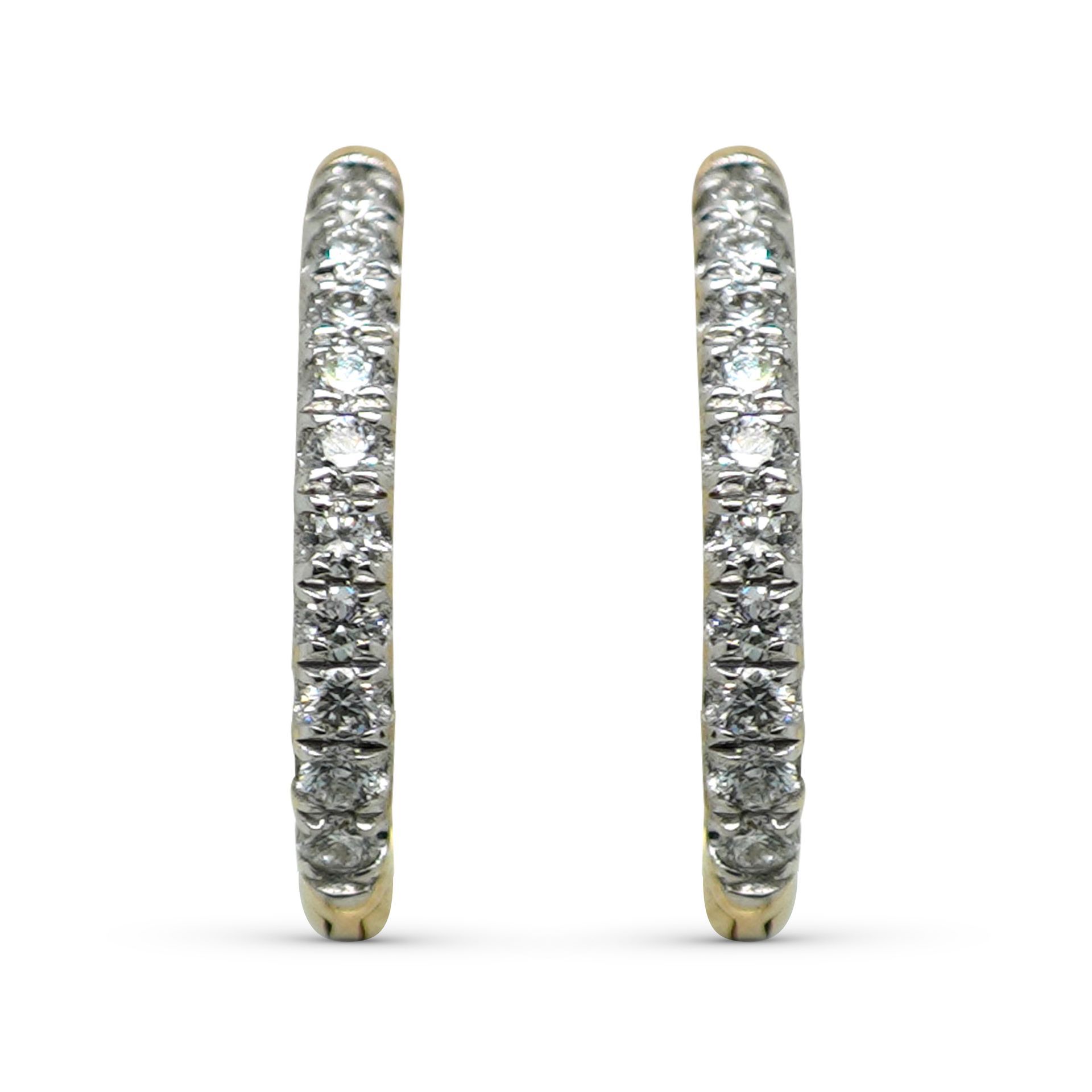 18ct Yellow Gold Hoop Earring with 0.1ct Total Diamond Weight — Burleigh, QLD — Deer Honey Jewellery