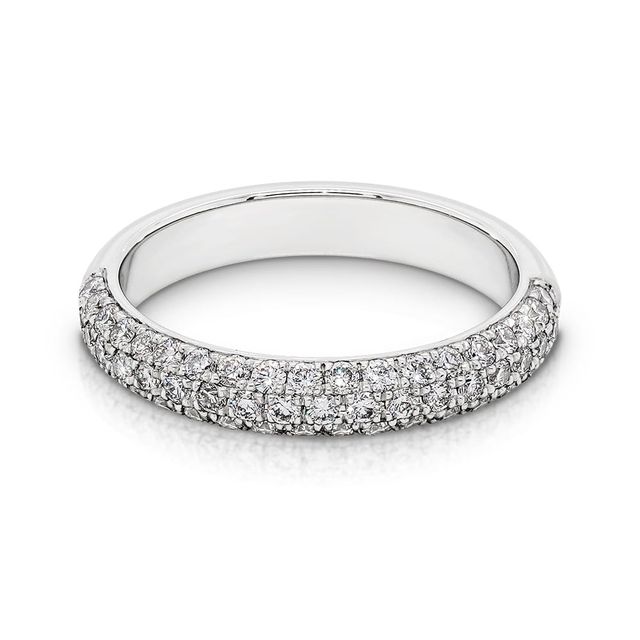 Iced Out Pave Diamond Ring for Women 3.93ct 14K White Gold by Luxurman  205094