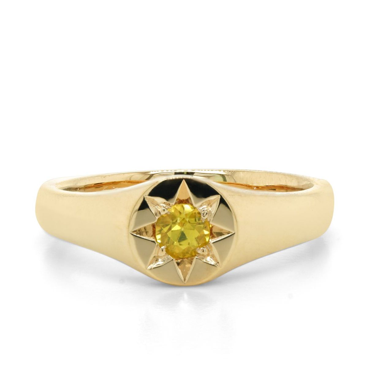 Aus Yellow Sapphire Star Set Signet — Burleigh, QLD — Deer Honey Jewellery