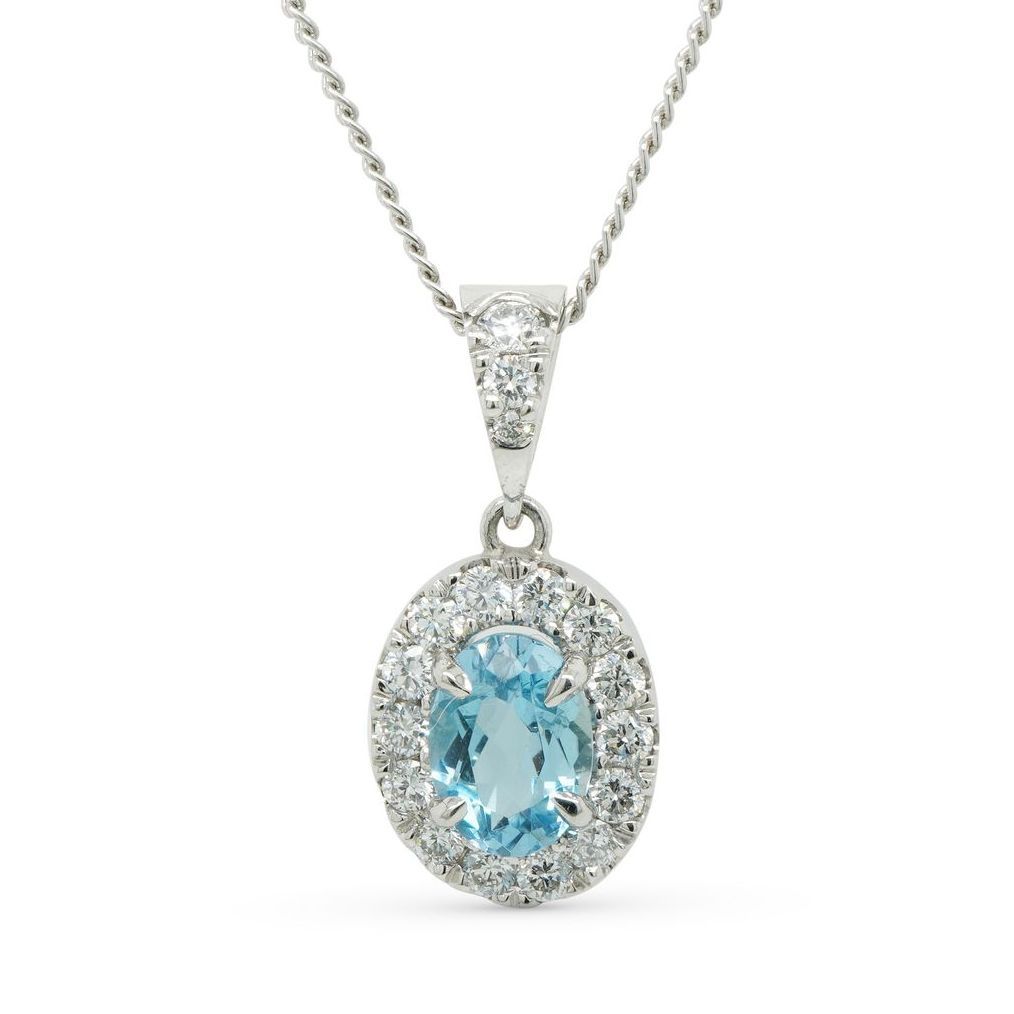 Aquamarine Diamond Platinum Pendant — Burleigh, QLD — Deer Honey Jewellery