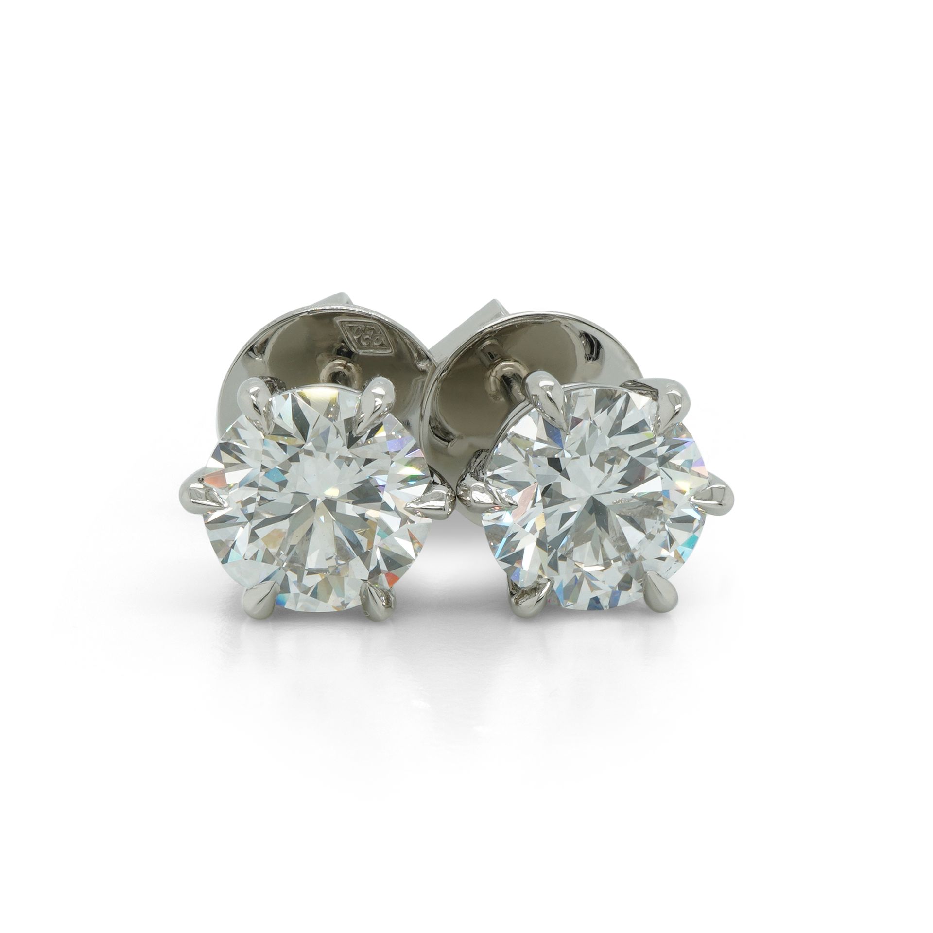 Platinum 6-Claw Diamond Stud Earrings – 3.10ct — Burleigh, QLD — Deer Honey Jewellery